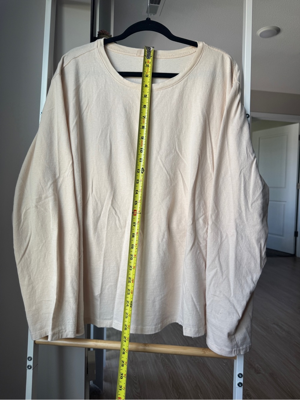 nuuds Everyday Cream Long-Sleeve Crewneck Tee | Size XXL, Cotton, Minimalist - Picture 5 of 6
